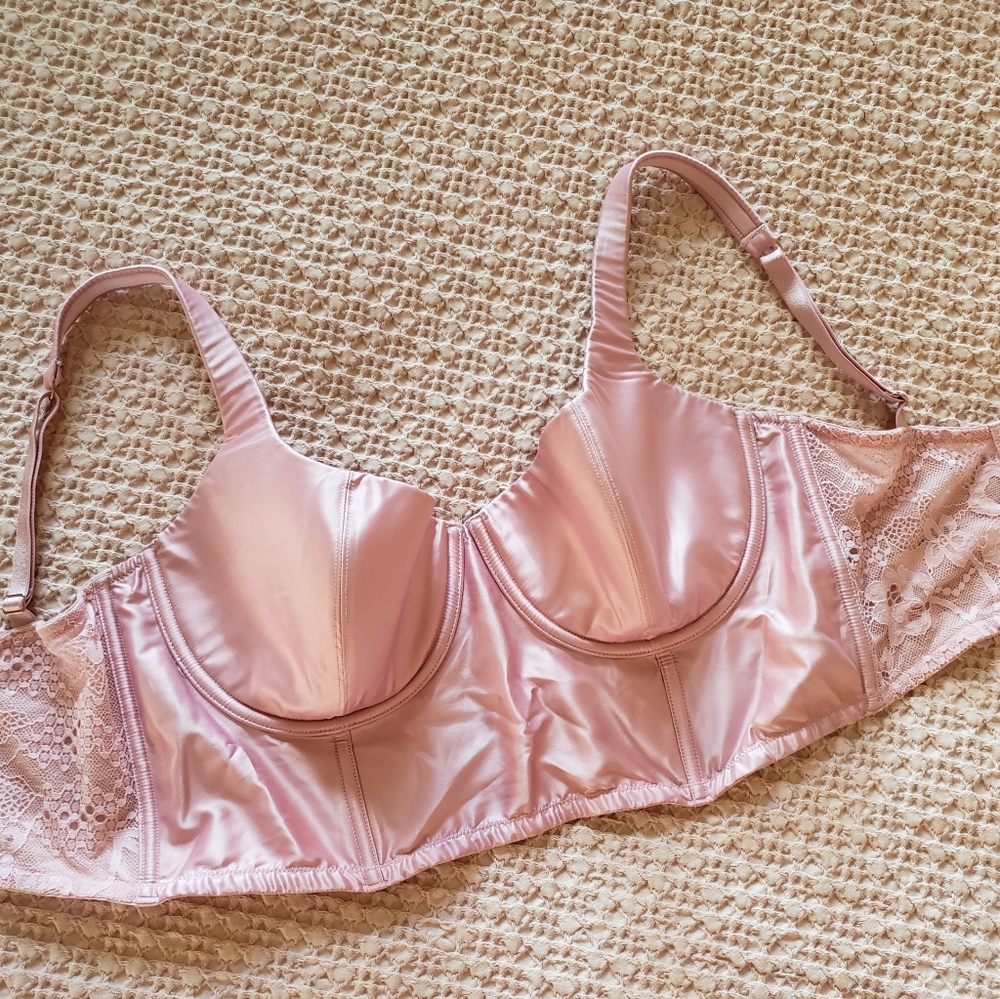 Victoria's Secret demi bustier 34DD pink lined Ribbed Bra